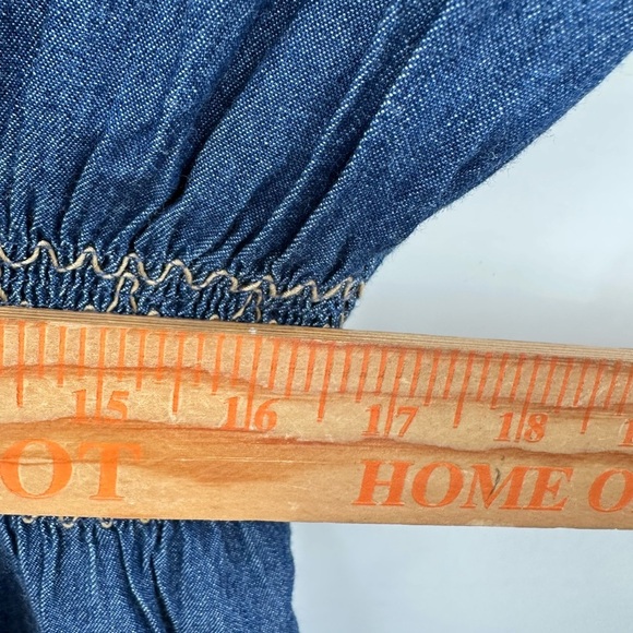 WESTERN INDIGO & LACE Woman cotton cap sleeve cowgirl concertcore maxi dress 1X - Picture 9 of 14